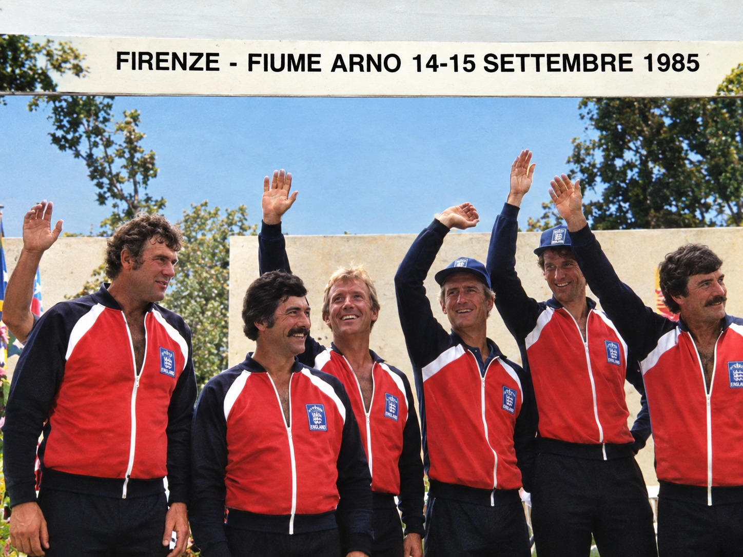 England celebrating at the 1985 World Angling Championship in Florence