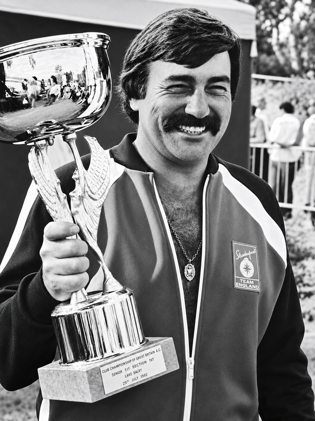 Dick Clegg with a trophy during his match fishing career