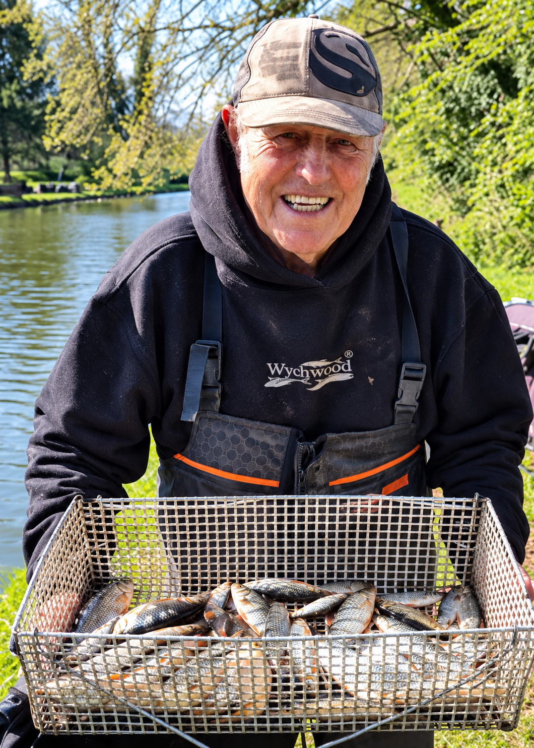 Kevin Ashurst in later years with a catch of fish