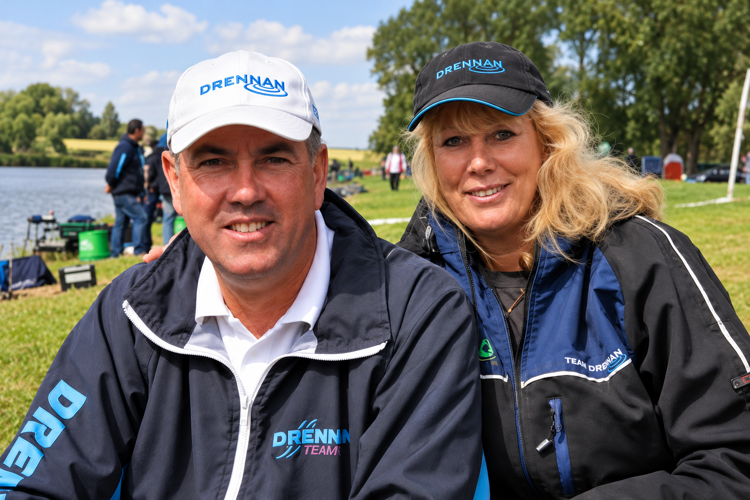 Alan Scotthorne and Sandra Halkon Hunt together at a fishing event